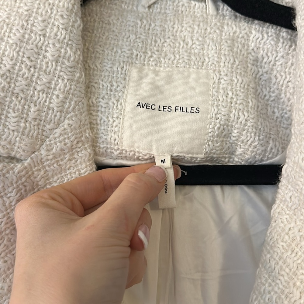 NWOT Anthropologie Avec Les Filles Double Breasted Tweed Crop Blazer - Picture 4 of 6